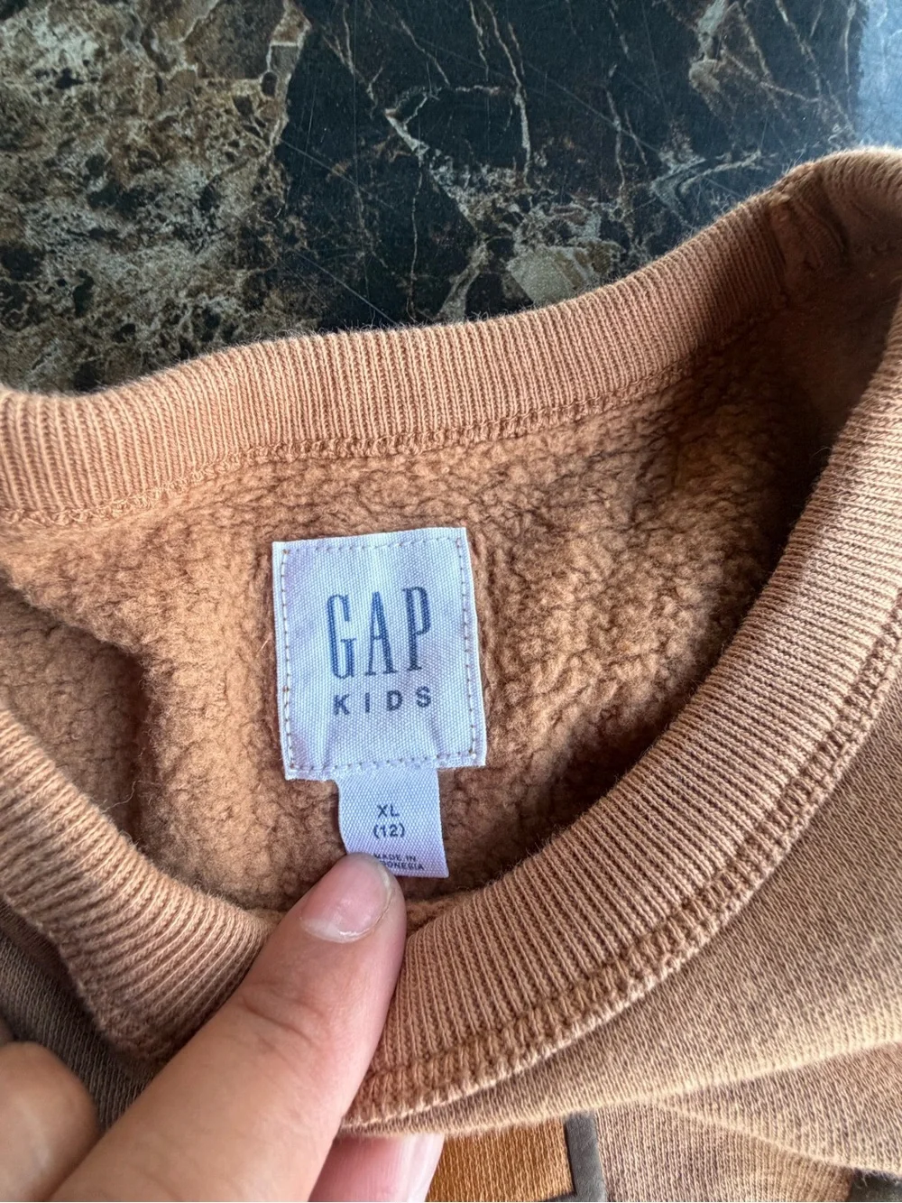 GAP Kids Crewneck Sweatshirt in Light Brown with Gold Lettering